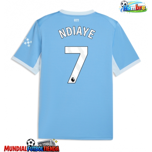 Camiseta Manchester City Iliman Ndiaye #7 Primera Equipación Replica 2026-27 mangas cortas